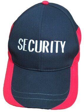 SECURITY EMBROIDERED CAP HAT BLUE RED COTTON STRAPBACK MENS WEARGUARD
